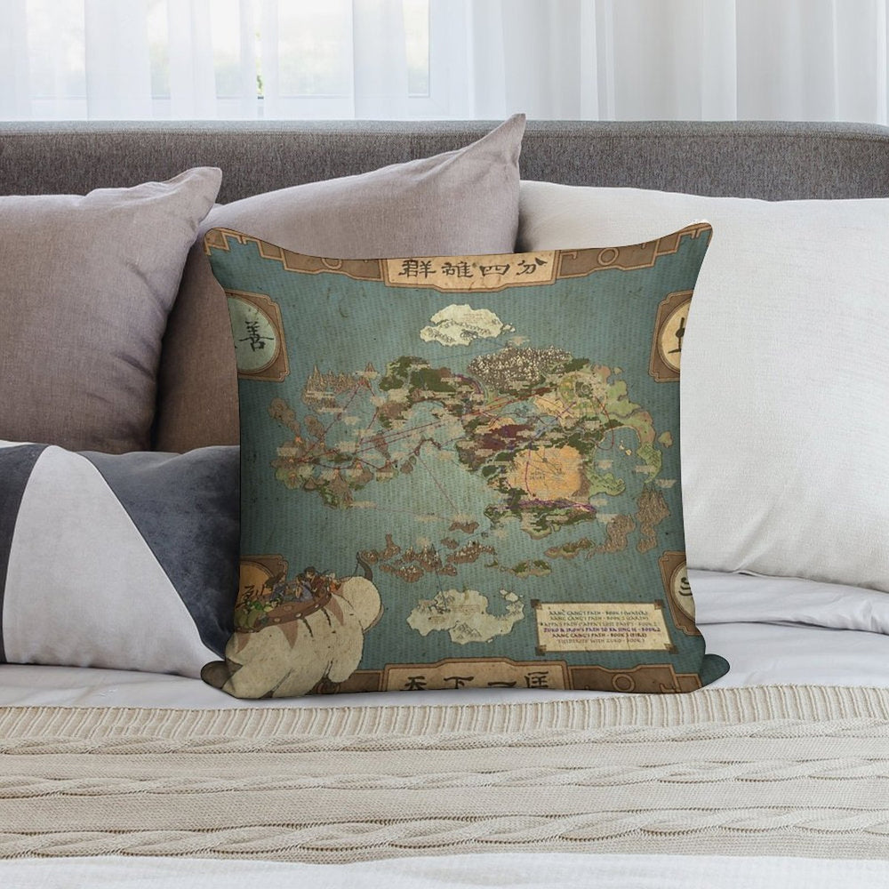 Avatar The Last Airbender Map Soft High-Density Material Throw Pillow
