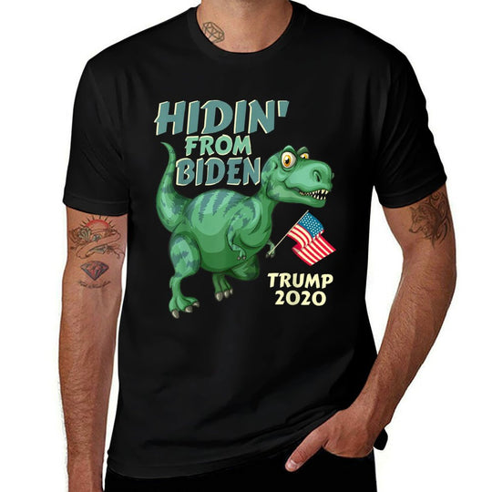 Hiding from Biden Shirt Kids USA Flag T Rex Trump 2020  Trendy Pattern T-Shirt