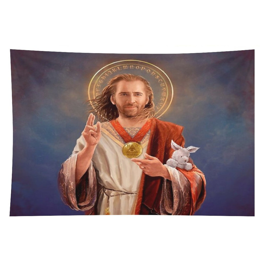 Nicolas Cage, Saint Nicolas of Cage, Nic Cage Original Religious Painting Tapestry