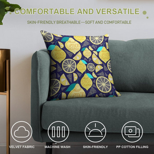 Bright Pattern of Lemons Soft Bedroom Essential Throw Pillow