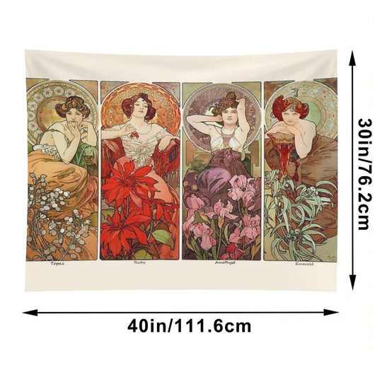 The Precious Stones, by Alphonse Mucha. HIGH DEFINITION Tapestry
