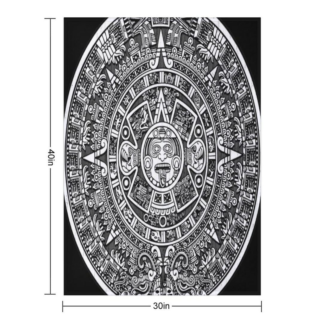 Aztec Calendar Plush Throw Blanket