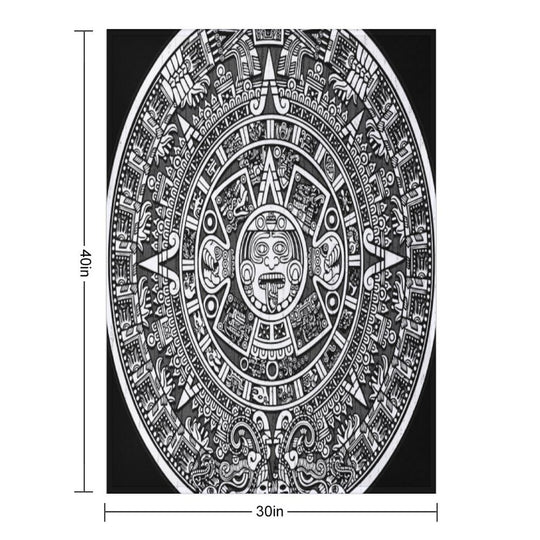 Aztec Calendar Plush Throw Blanket