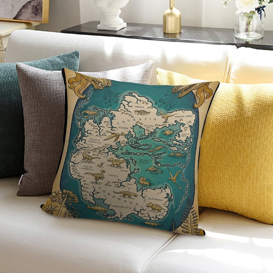 Map of The Supercontinent Pangaea Soft Shrink-Resistant Throw Pillow