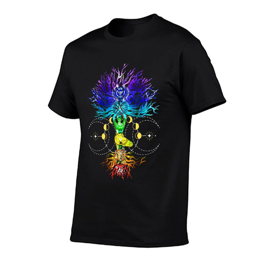 Chakra Tree of Life with Phases Of The Moon Hatha Yoga  Tagless Design T-Shirt
