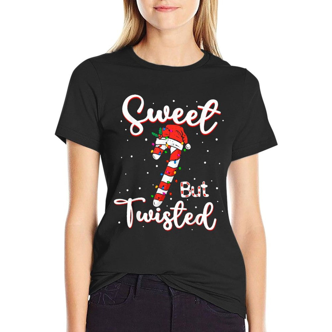 Sweet But Twisted Funny Christmas Candy Cane Xmas Holiday  Fade-proof Color T-Shirt