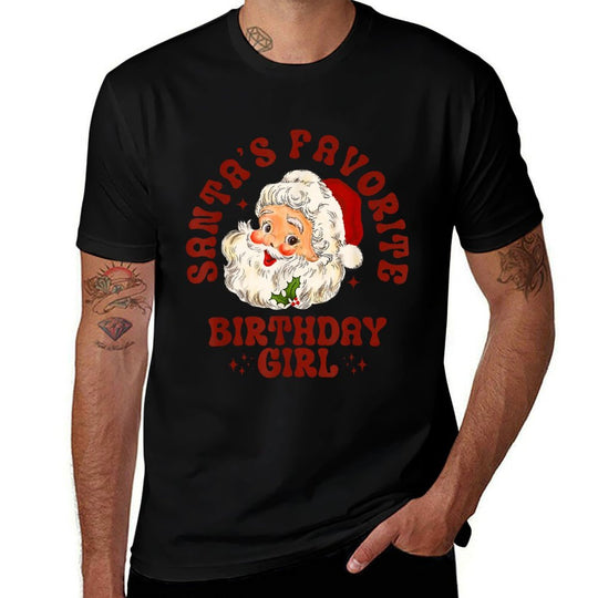 Santas Favorite Birthday Girl Cute Girls Christmas Birthday  Vintage-inspired T-Shirt