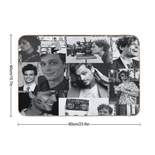 Matthew Gray Gubler Collage B&w  Long-Lasting Bath Mat