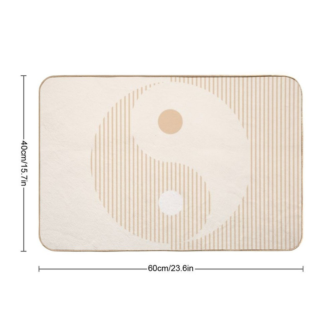Geometric Lines Ying And Yang II in Beige Shades  Non-Slip Bath Mat