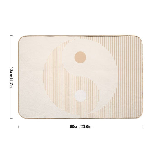 Geometric Lines Ying And Yang II in Beige Shades  Non-Slip Bath Mat