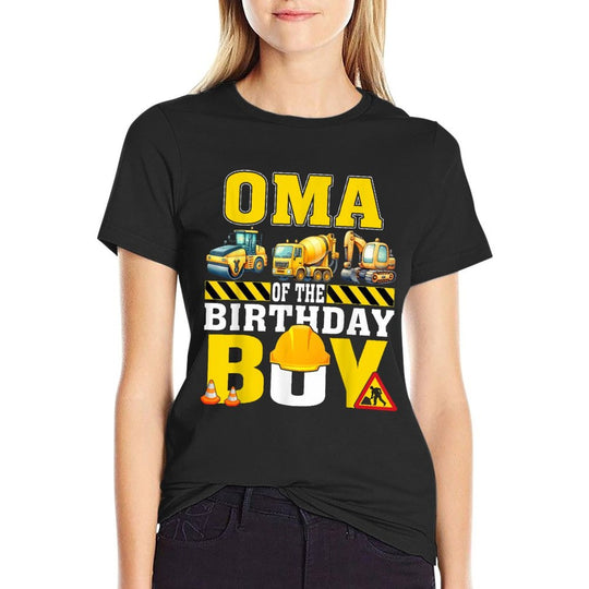Oma Of The Birthday Boy Construction Worker Birthday  Rolled Sleeves T-Shirt