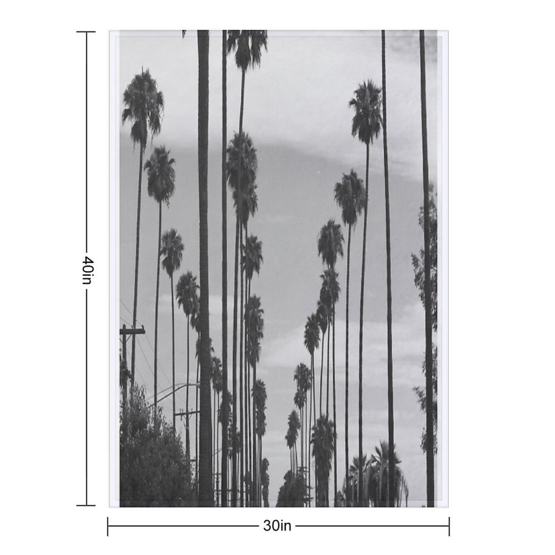 Vintage Black & White California Palm Trees Photo Machine-washable Throw Blanket