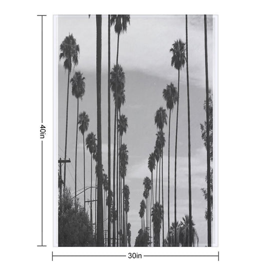 Vintage Black & White California Palm Trees Photo Machine-washable Throw Blanket