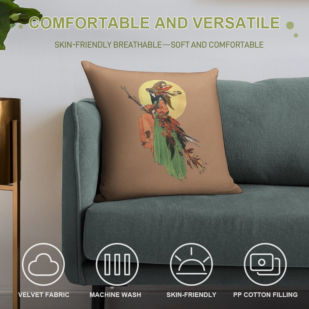 Autumn Witch Soft Gift Ready Throw Pillow