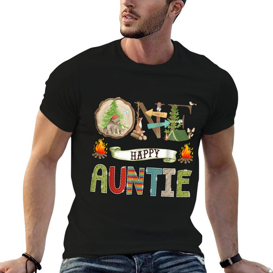 One Happy Auntie Camper 1St Birthday Camping Bear Comfortable T-Shirt
