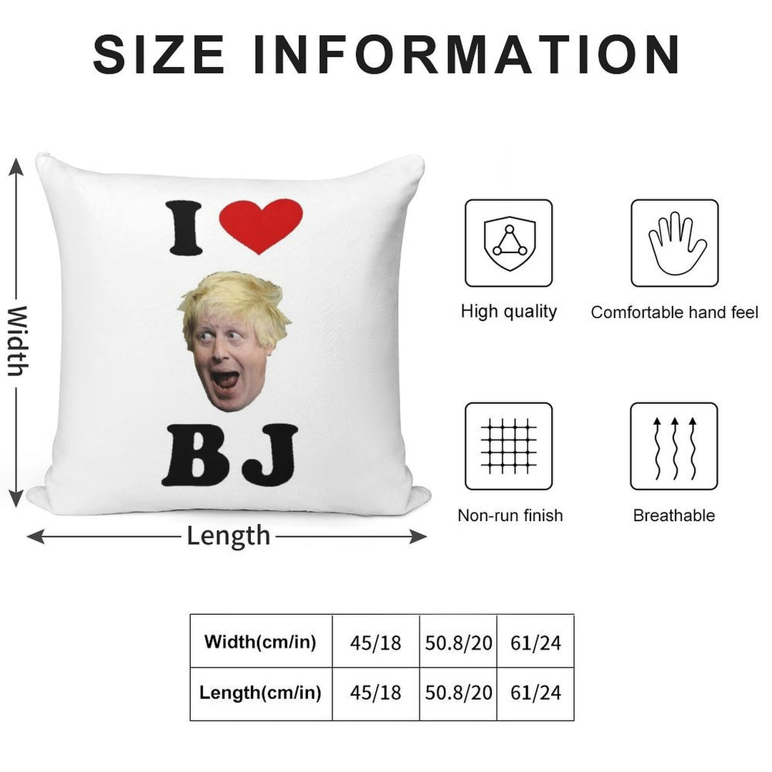 I Love BJ Soft High-Density Material Throw Pillow