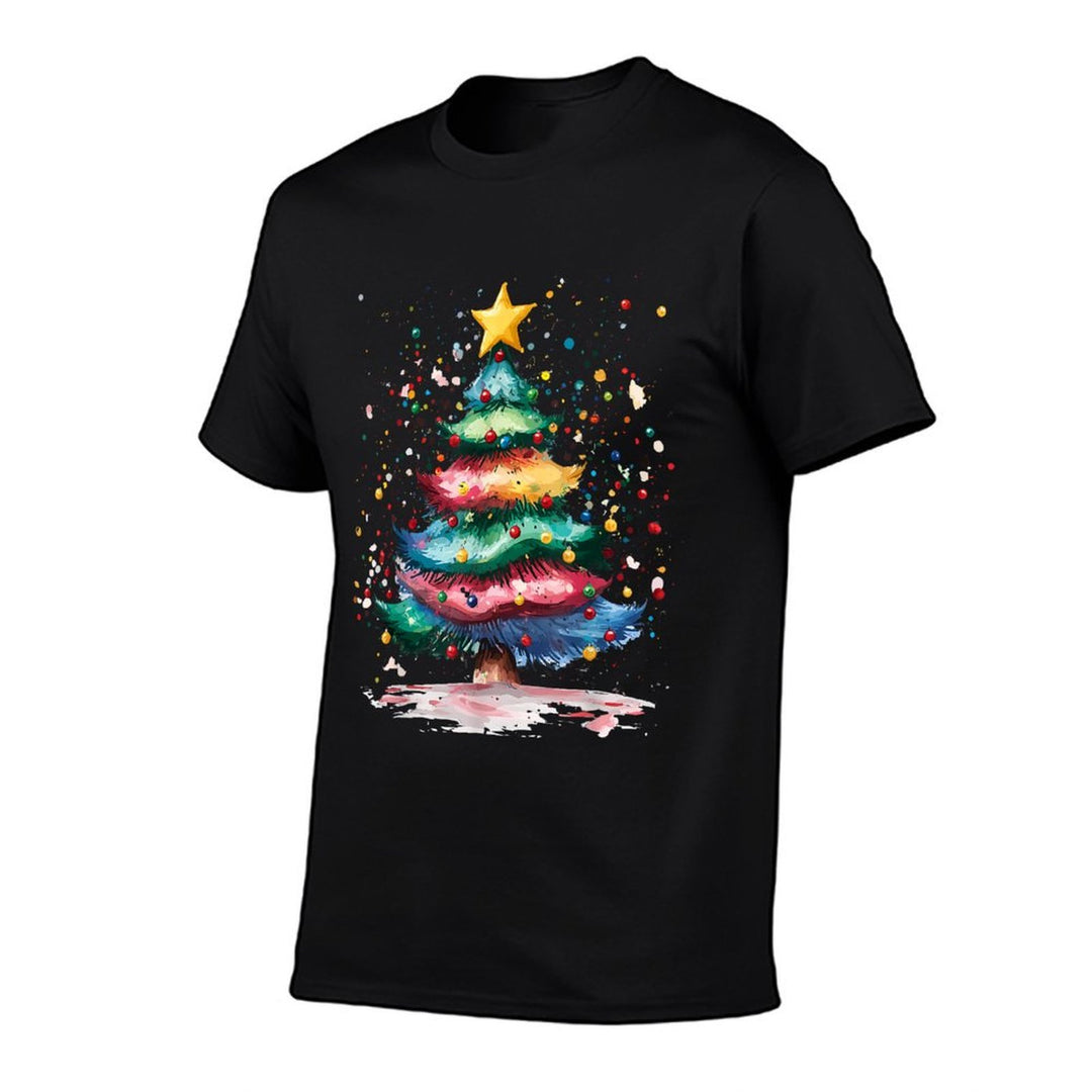 Christmas Tree Festive Holiday Design with Colorful  Trendy Pattern T-Shirt