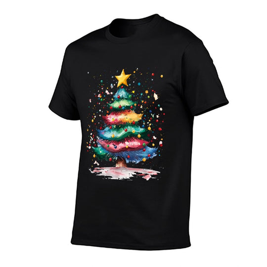Christmas Tree Festive Holiday Design with Colorful  Trendy Pattern T-Shirt
