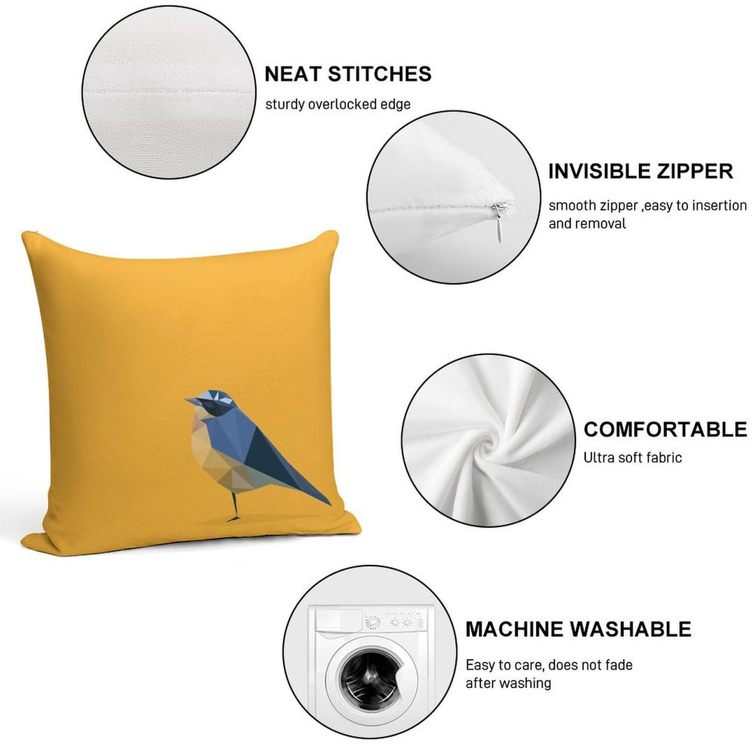 Bird Soft Short Plush Fabric Throw Pillow