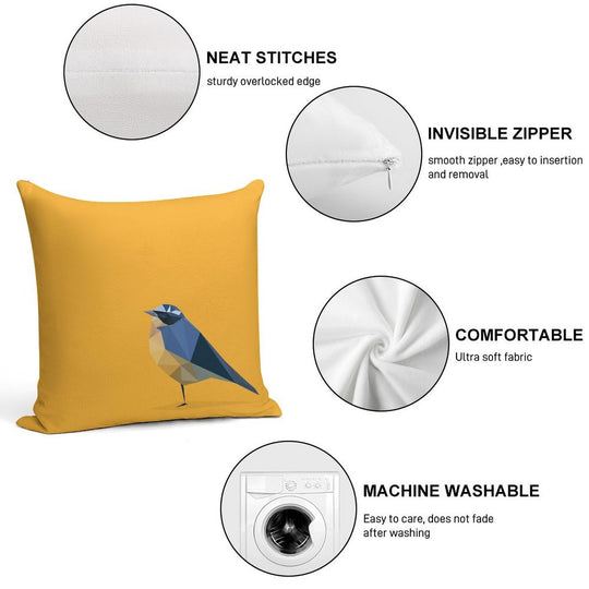 Bird Soft Short Plush Fabric Throw Pillow