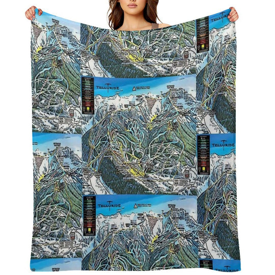 Telluride Trail Map Plush Throw Blanket