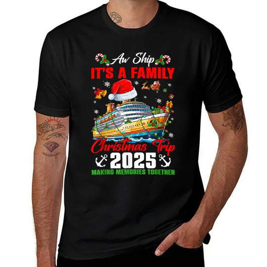 Aw Ship Its Family Christmas Trip 2025 Family Matching Xmas  Relaxed-fit T-Shirt