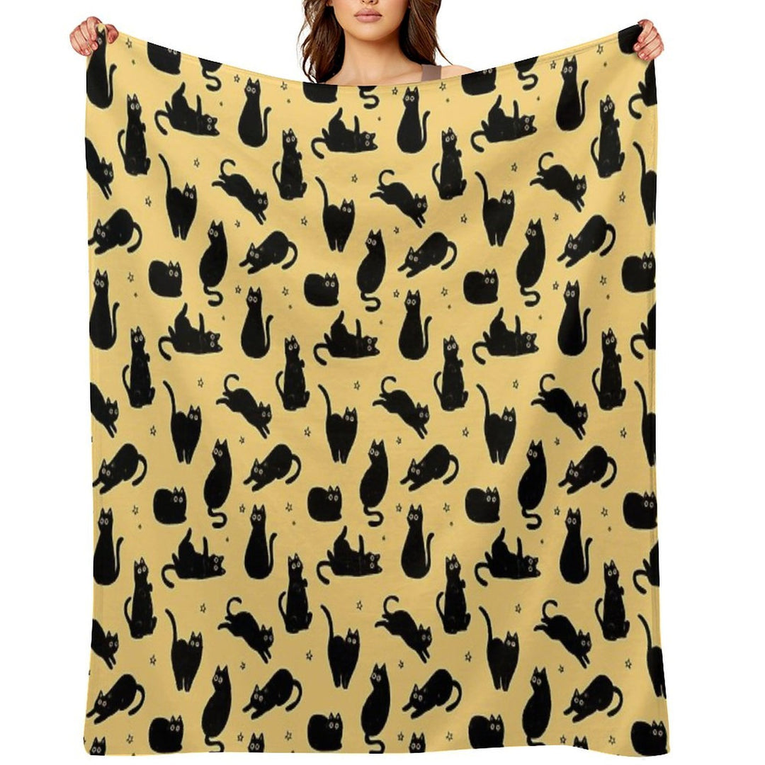 Black Cat Pattern Easy Care Throw Blanket