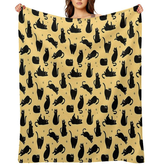Black Cat Pattern Easy Care Throw Blanket