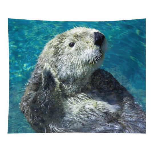 Adorable Sea Otter Cute Blue Water Tapestry