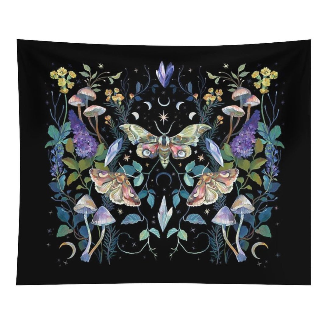 Crystal Moth Mushroom Tapestry