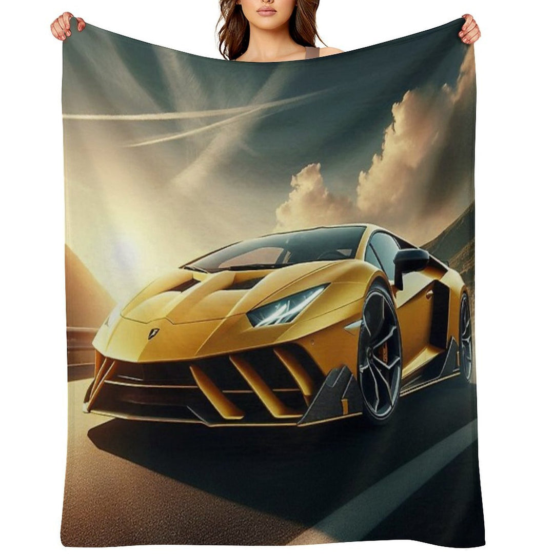 Lamborghini Sports Car on A Stunning Road Gift-ready Throw Blanket
