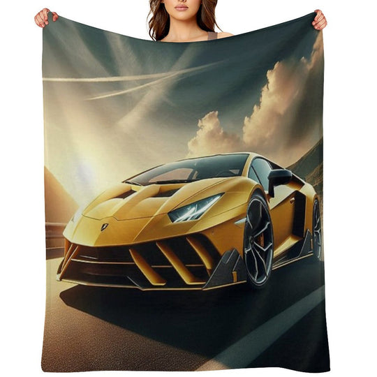 Lamborghini Sports Car on A Stunning Road Gift-ready Throw Blanket