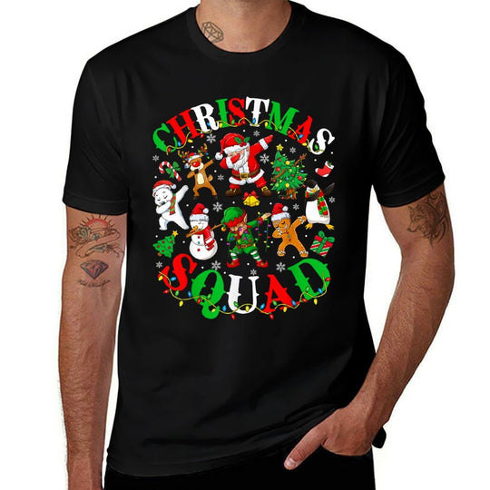 Christmas Squad Santa Dabbing Elf Family Matching Pajamas  Oversized Silhouette T-Shirt