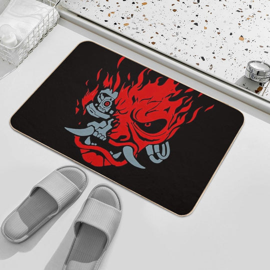 Vintage Samurai Retro Japanese Gaming 2077 Art Game Style  Anti-Trip Bath Mat