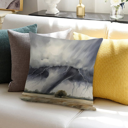 Tornado over Field Soft Anti-Pilling Throw Pillow