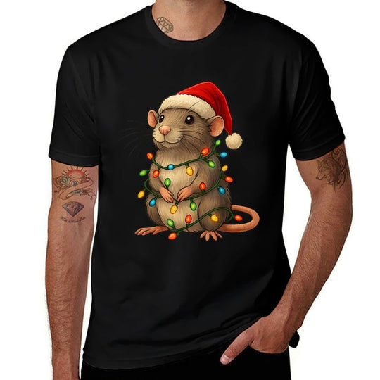 Rat Christmas Pajama Funny Xmas Lights Animals Lover Women  Quick-drying T-Shirt