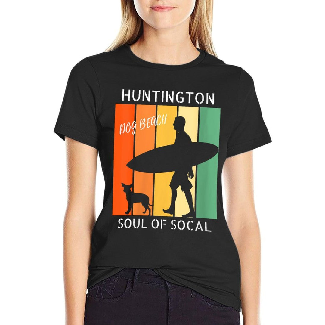 Womens Huntington Beach Dog Beach Surf Soul of SoCal  Vintage-inspired T-Shirt