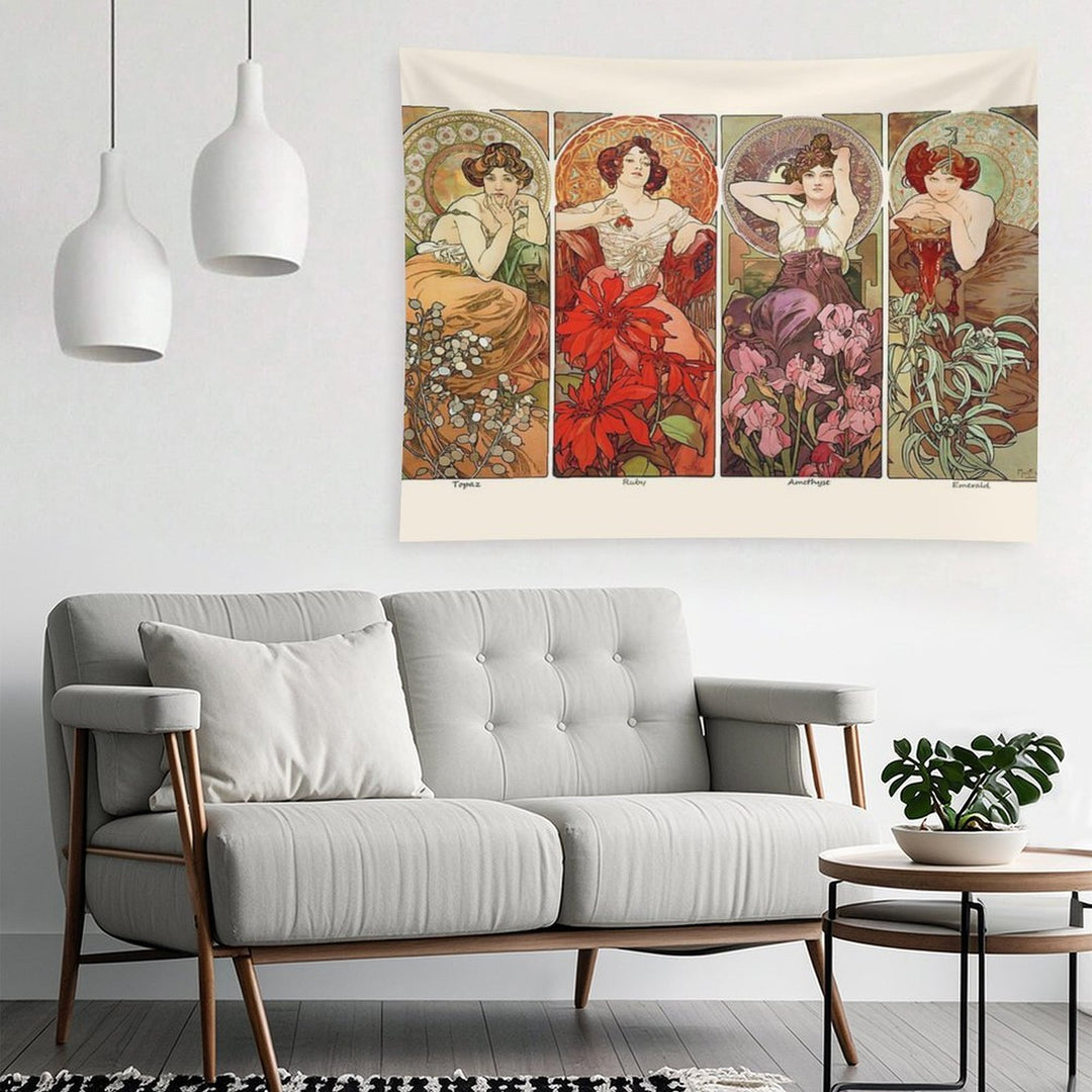 The Precious Stones, by Alphonse Mucha. HIGH DEFINITION Tapestry