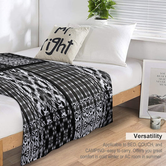 Mixed Black And White Pattern Comfort Throw Blanket