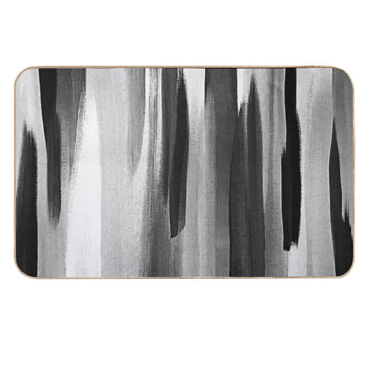 Contemporary Modern Black, White And Gray Abstract Streaks  Stain-Proof Bath Mat