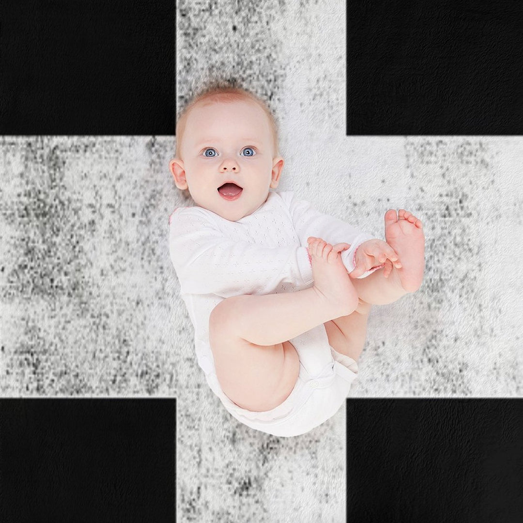 Black And White Swiss Cross Easy Care Throw Blanket