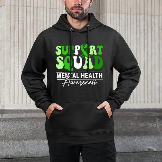 Support Squad Sunflower Hair Mental Health Awareness Machine Washable Hoodie