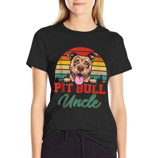 Vintage Retro Pit Bull Uncle Cool Fathers Day Dog Lover  Odor-resistant T-Shirt