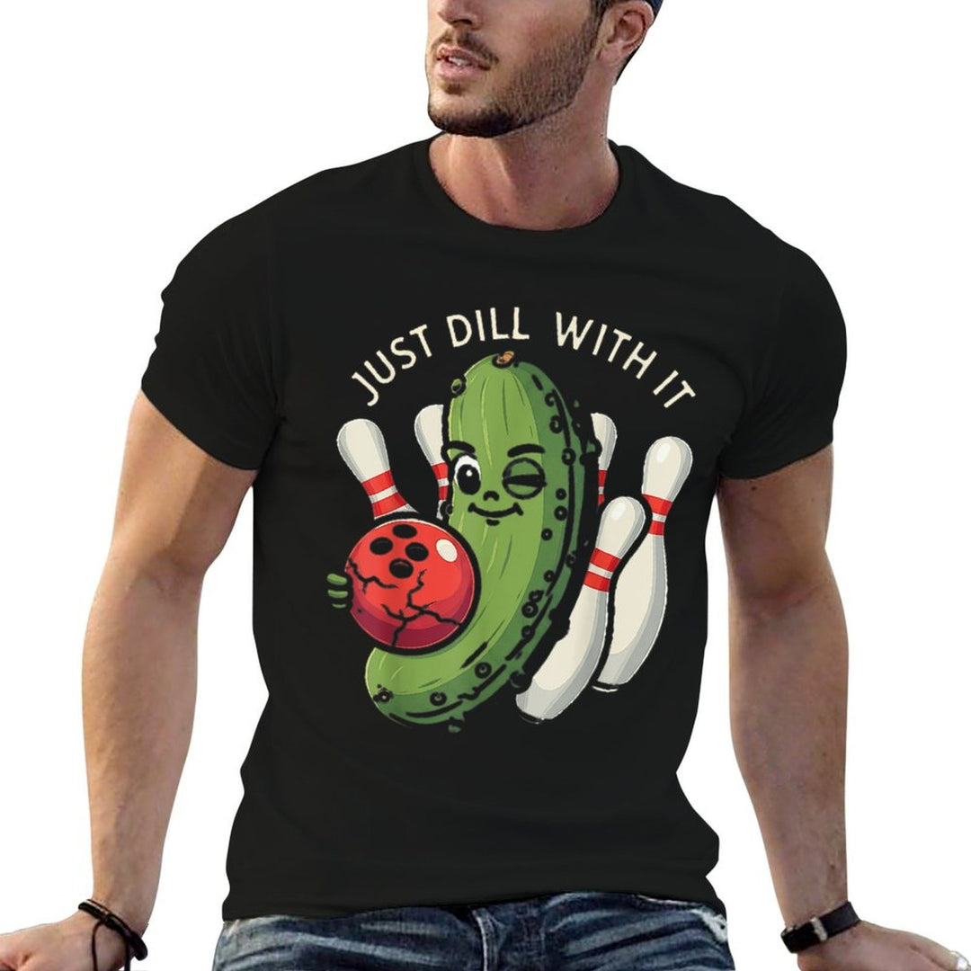 Just Dill With It Funny Pickle Bowling Ball Humor  Oversized Silhouette T-Shirt