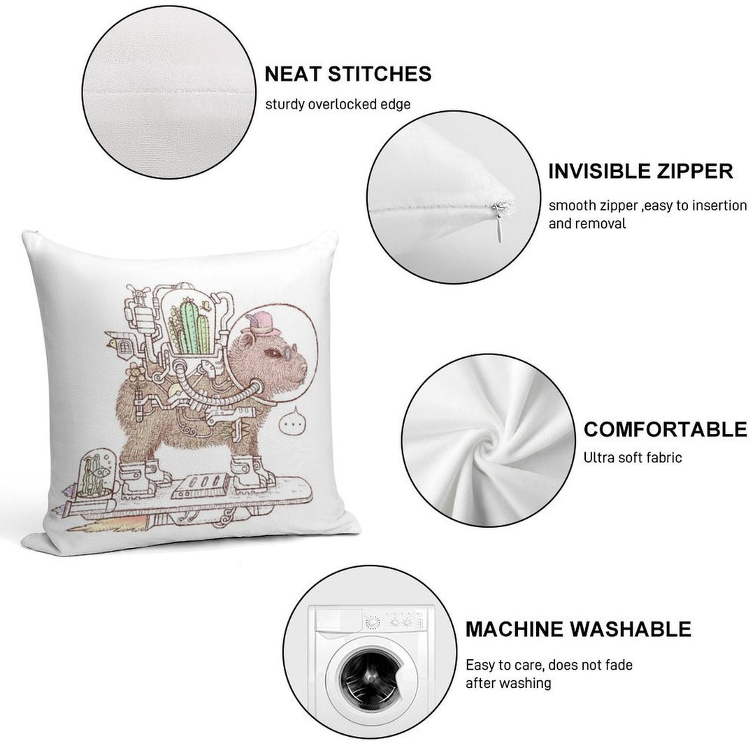 Capybara Space Suits Soft Easy Maintenance Throw Pillow