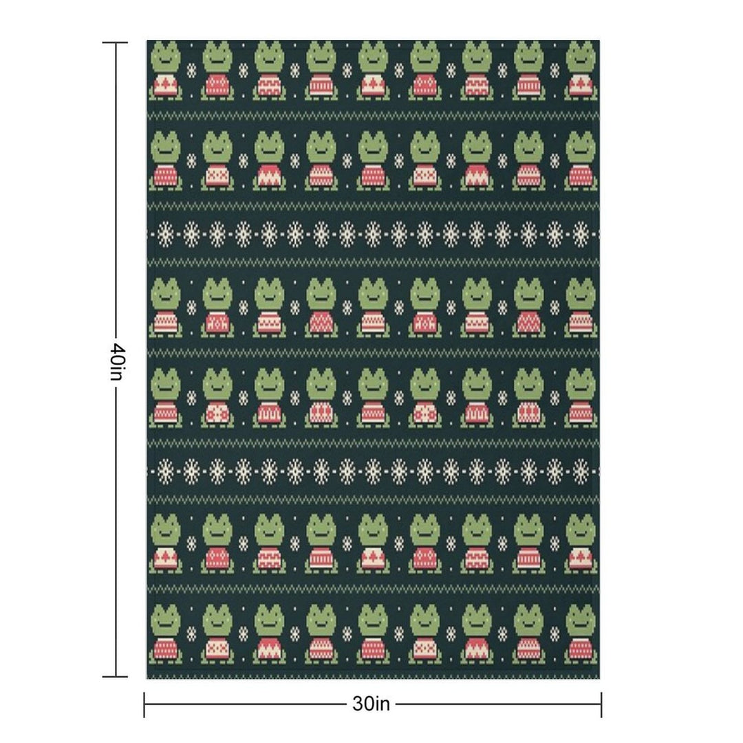 Frogs In Sweaters (Dark) Eco-conscious Throw Blanket