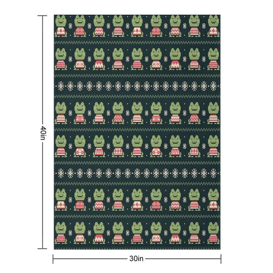 Frogs In Sweaters (Dark) Eco-conscious Throw Blanket