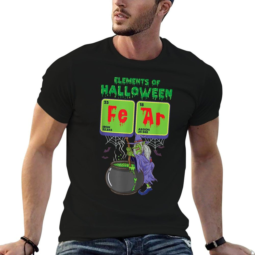 Periodic Table Science Funny Elements Of Halloween Witch  Oversized Silhouette T-Shirt