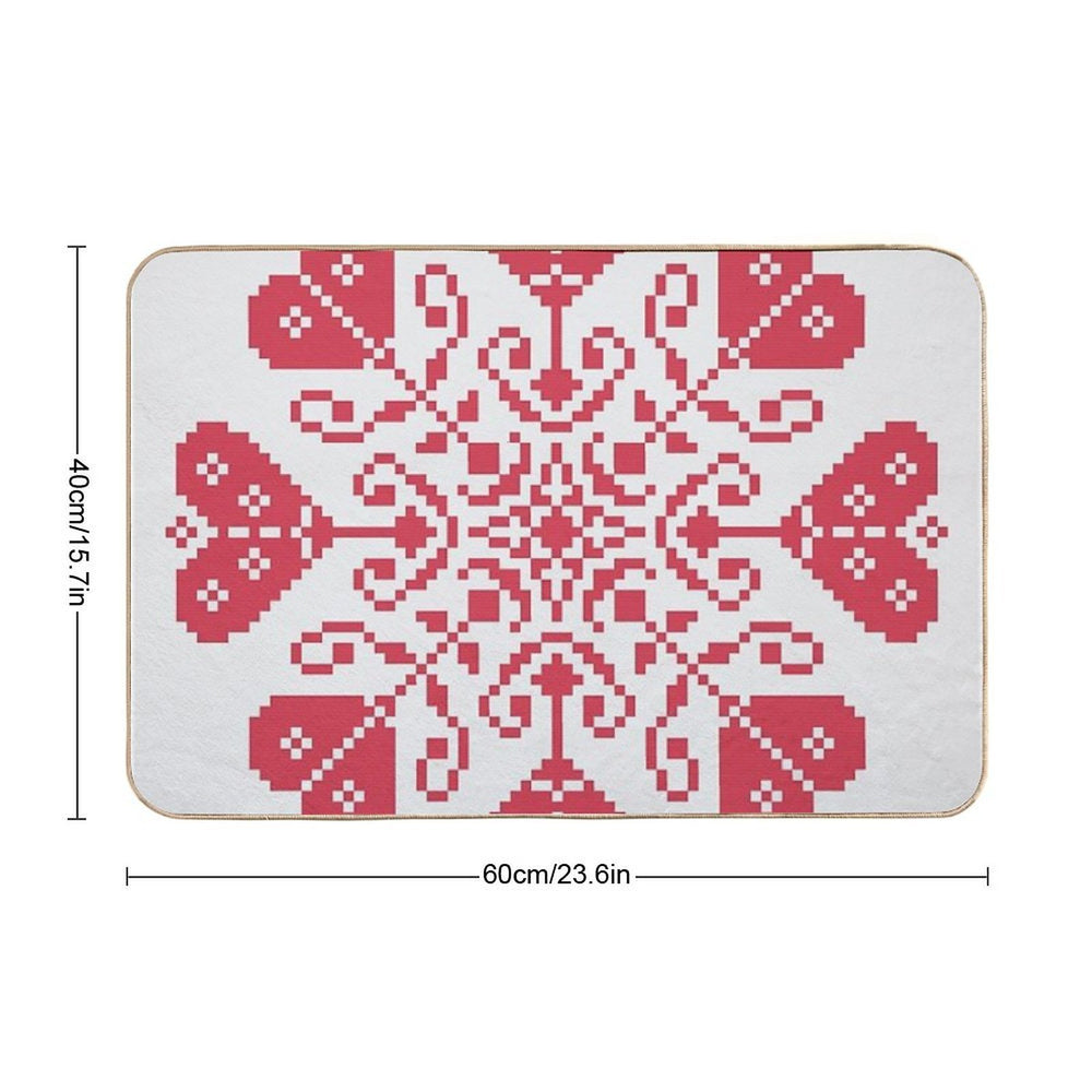 Heart Blossom Traditional German Cross Stitch  Toxin-Free Bath Mat