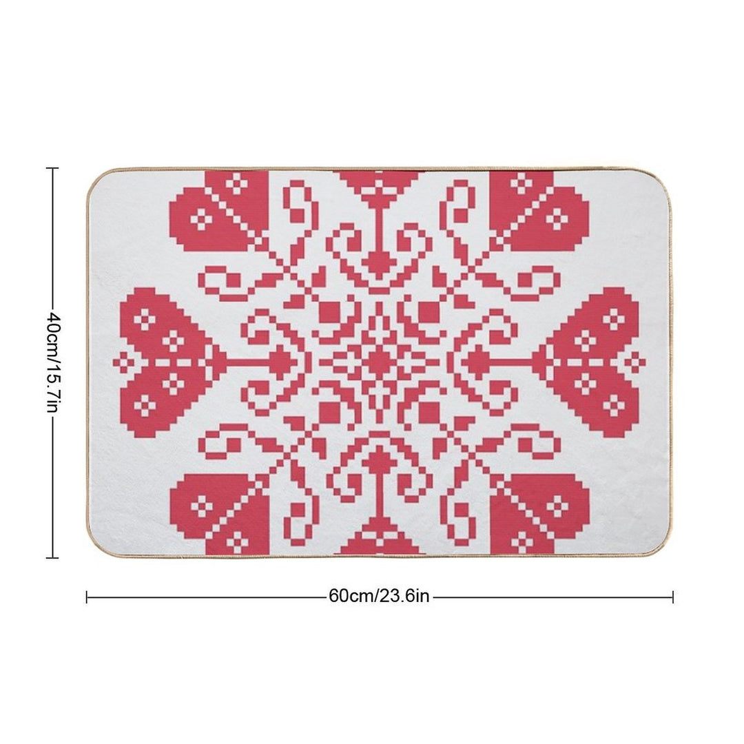 Heart Blossom Traditional German Cross Stitch  Toxin-Free Bath Mat